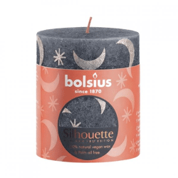 Bolsius Block Kerze Mond/Sterne blau 8 cm