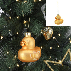 Christmas tree decoration duck, gold, glitter, glass, 7.5cmH