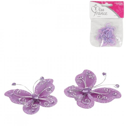 Decoratieve vlinder paars 4 cm set van 4
