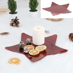 Decorative plate stars, red, approx. 28x28cm