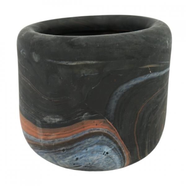 Dekocandle Teelichthalter Blumentopf matt schwarz 15 cm