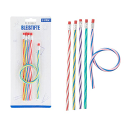 Flexible pencils, set of 5, short, approx. 18cm 