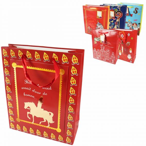 Geschenktüte Sinterklaas 32 cm 6 Stück sortiert