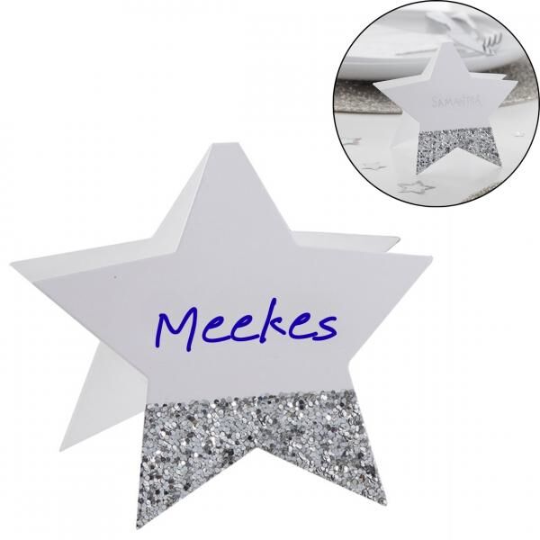 Ginger Ray Tischkarten Stern Glitzer 10 cm 6 Stk.