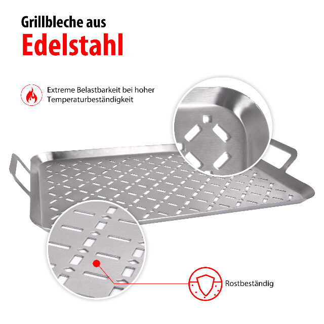  Stainless steel grill basket / grill tray, set of 3 