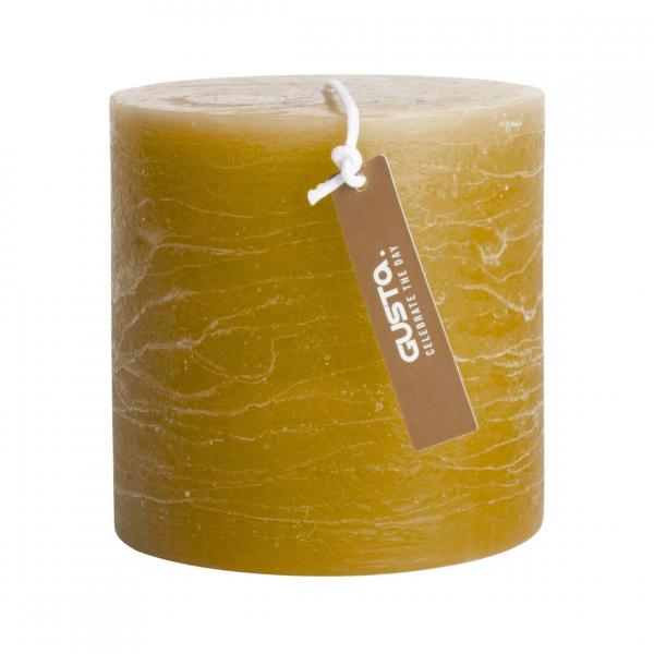 Gusta stump candle rustic ochre yellow 10 x 10 cm