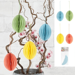 Honeycomb Easter egg hanger, 4/s, M, approx. 12cmH