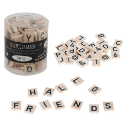 Wooden letters, 200 pcs, in PVC tube