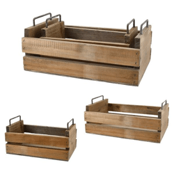 Wooden box with handle, set of 2