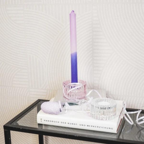Housevitamin Kerzenhalter duo Ribb Glas rosa 8 cm