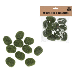 Artificial moss stones, 10 pieces, approx. 5x3cm