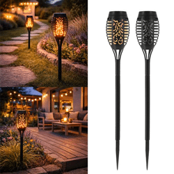 LED solar torch, flame, approx. 50cmH