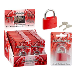 Love lock, approx. 38mm, red, 2/s.