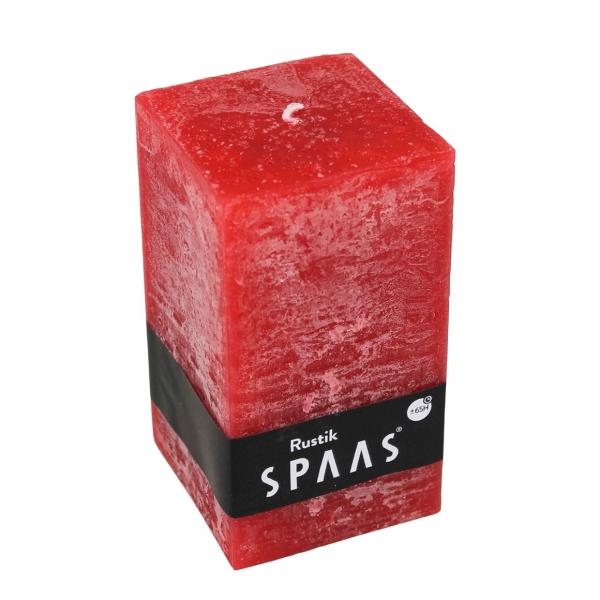 (R) Spaas Block Kerze Rustikales Quadrat rot 7 x 13 cm.