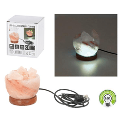 Salt crystal lamp, basket, USB, approx. 9cmD