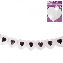 Girlande Herz Papier weiß/lila 4 m