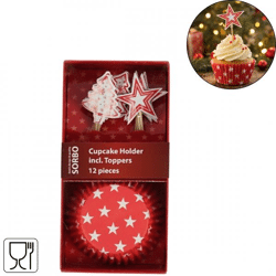 Sorbo Cupcake-Form und Topper rot Satz von 24 Stück