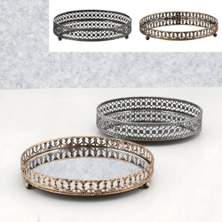 Tray with mirror, Oriental, 2/s, large, approx. 26cmD