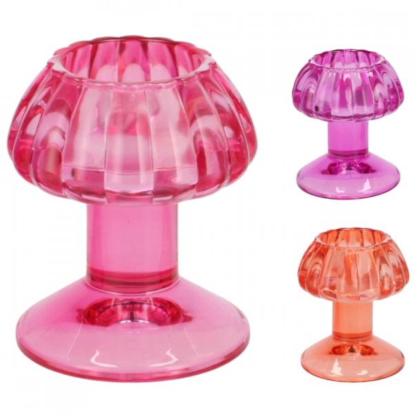 Tealight holder Nova Mushroom Fuchsia 9 cm