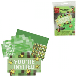 Uitnodigingskaarten met envelop TNT Minecraft 15 cm 8 stuks