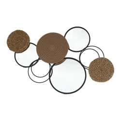 Metal wall decoration with mirror, approx. 76 cm wide