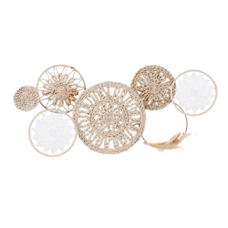 Metal wall decoration, raffia, 89cmB