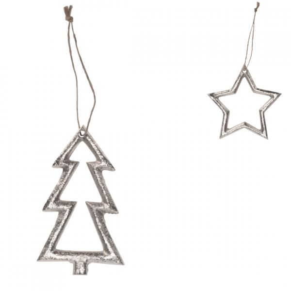 Weihnachts-Anhänger silber 10 cm 2 sortiert