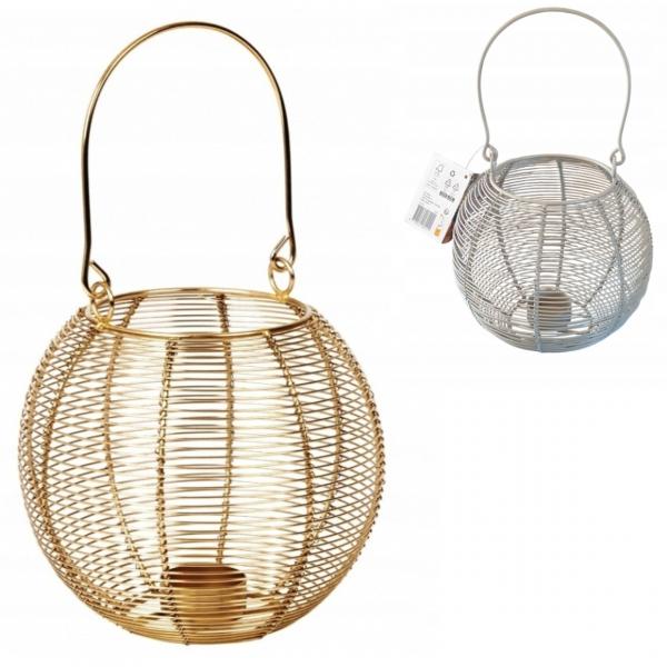 Windlicht Metall gold/taupe 18 cm 2 Stück sortiert