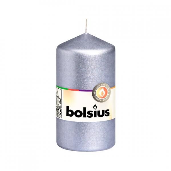 Bolsius Block Kerze Silber 5,8 x 12 cm