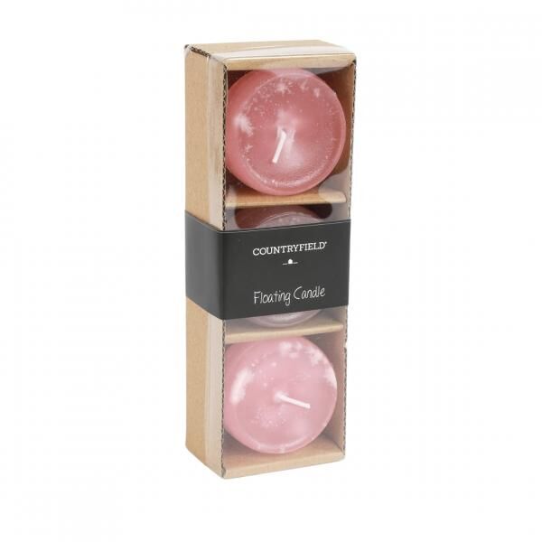 Countryfield schwimmende Kerze Bollie rosa 5 cm Satz von 3