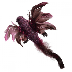 Decoration bird on clip purple 20 cm