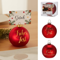 Photo/card holder Christmas tree bauble, 2/s, approx. 8cmD