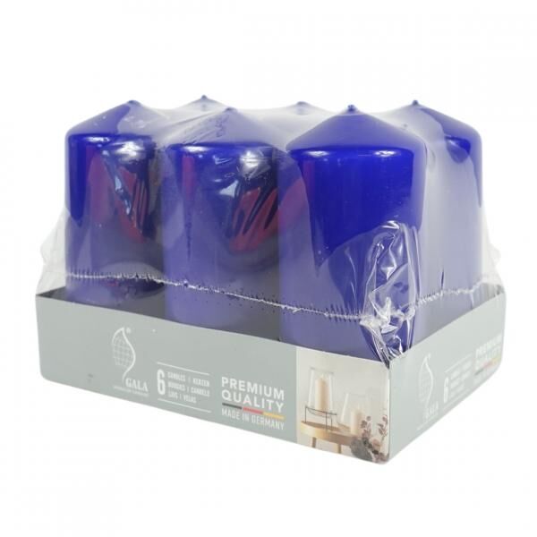 Gala Stumpenkerzen blau 5,8 x 12,5 cm 6 Stk.