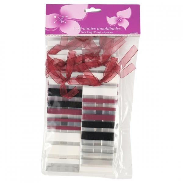 Geschenktüte gestreift bordeaux 15 cm 6 Stk.