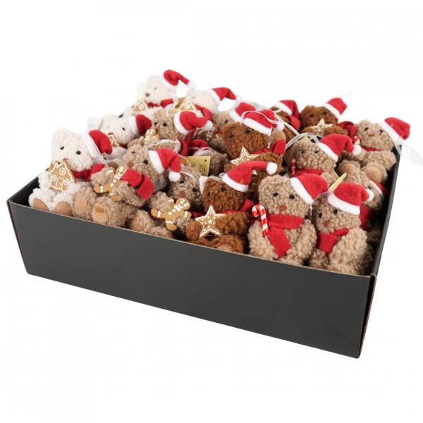 Weihnachts-Teddybär-Anhänger 10 cm 4 Stück sortiert