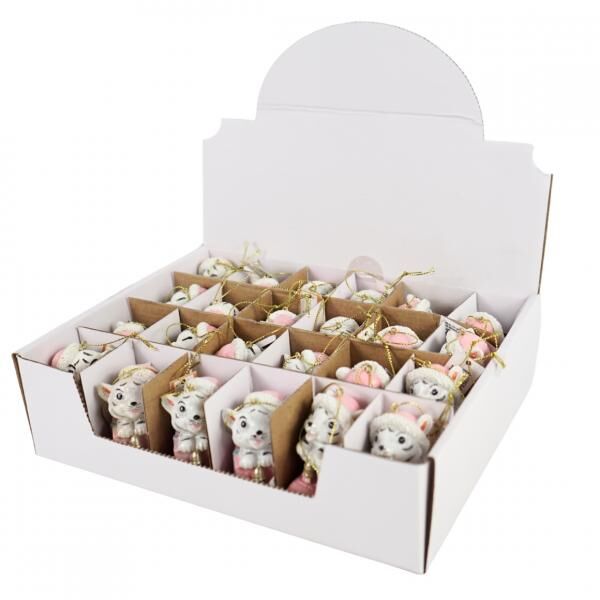 Anhänger Weihnachten Tiger rosa 7 cm 3 Stück sortiert