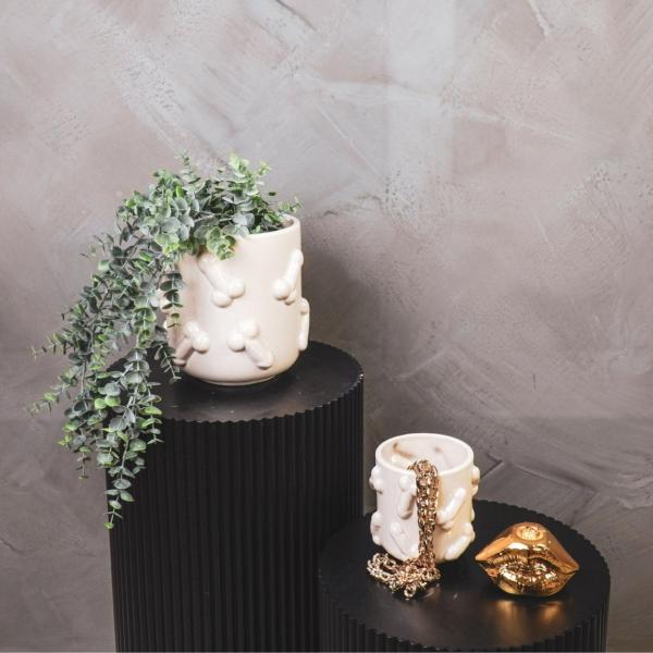 Housevitamin Blumentopf Dick beige 17,5 cm