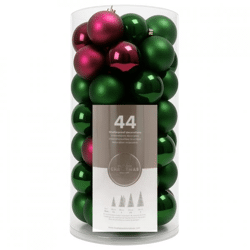 Kerstballen shatterproof paars/groen 44 stuks