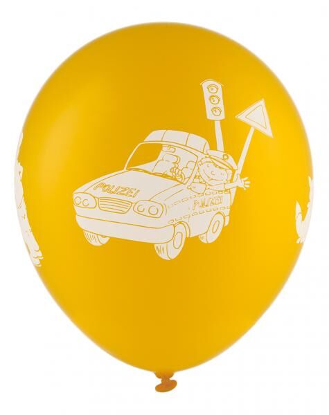 Polizei - 7 Luftballons, bunt - 3-fach sortiert - 30 cm