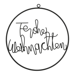 Hanging ring Merry Christmas, black, 25cmD