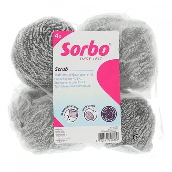 Sorbo Pfannenschwamm aus Edelstahl 4er Set