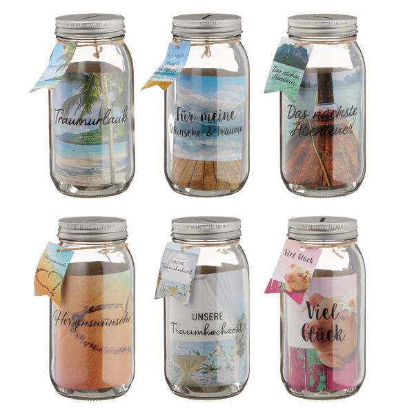 Money box glass dreams&wishes, 6/s, approx. 17cmH