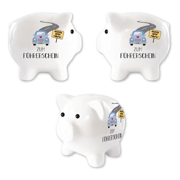 Spardose Sparschwein, F&uuml;hrerschein, ca.12cm
