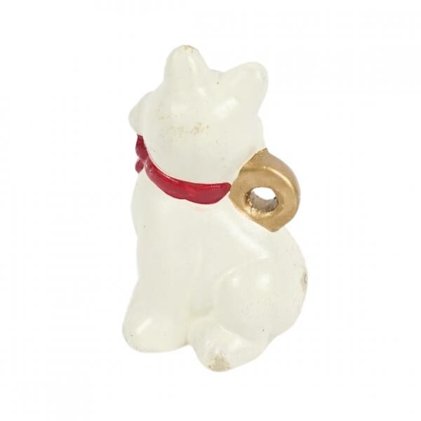Statue Katze mit Schleife weiß 9 cm