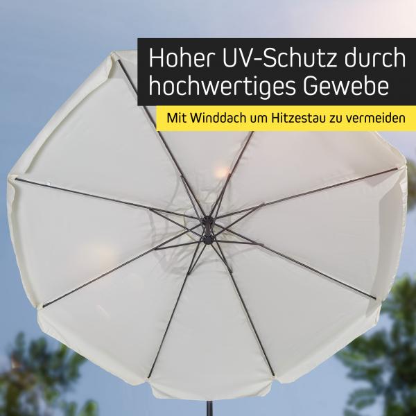 Basic Gartenschirm Rund | 3 m, grau, ecru, marineblau