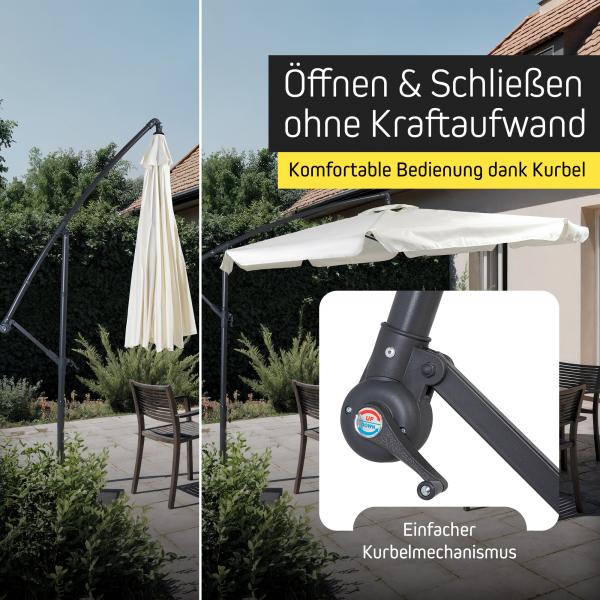 Basic Gartenschirm Rund | 3 m, grau, ecru, marineblau