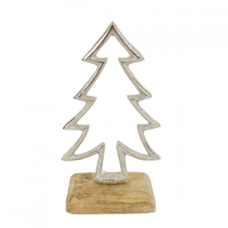 Statue Kiefernbaum auf Sockel Mangoholz 17 cm