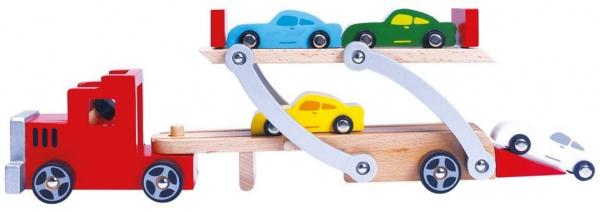 Bino & Mertens - Holzautotransporter mit 9 Teilen