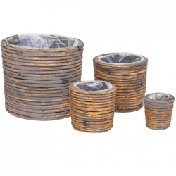 Bloempot Miguel rotan bruin 28 cm set van 4