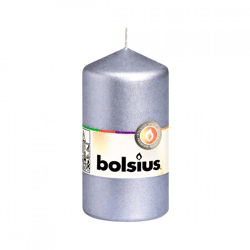Bolsius Block Kerze Silber 5,8 x 12 cm